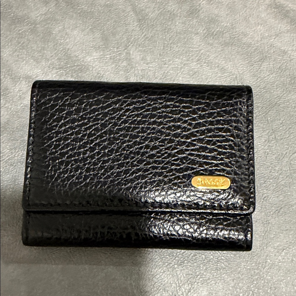 Bally Textured Black Card Holder with Gold Detail Made in Italy